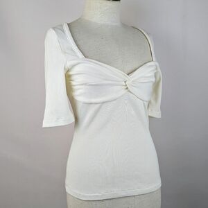 Citizens of Humanity Parie Twist Top Elbow Sleeves Sweetheart Neck Milque M NWT
